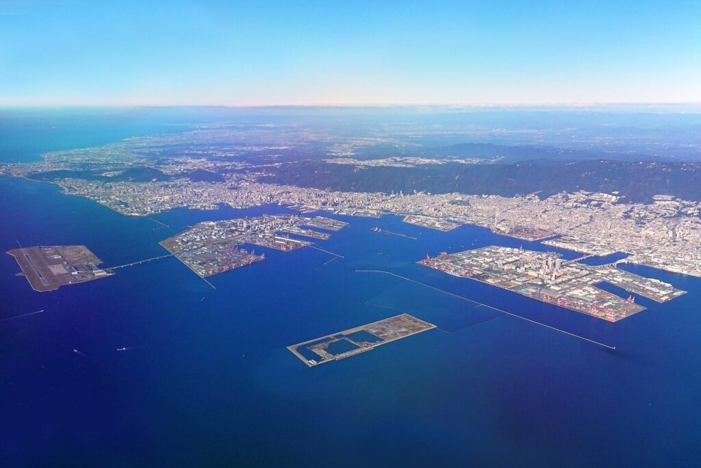 Aerial view of Port of Kobe, Japan