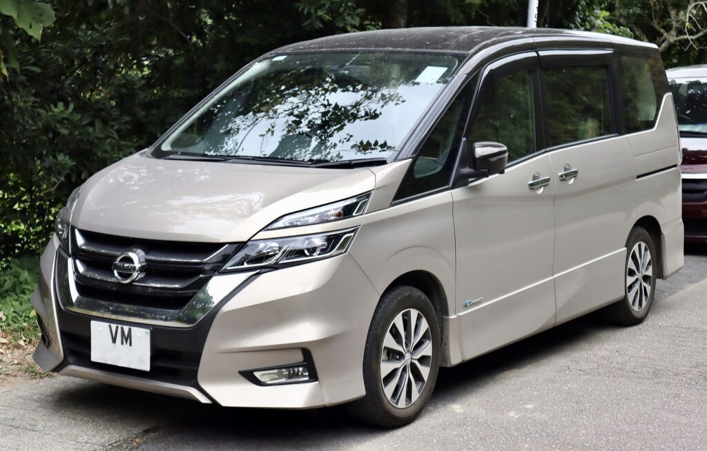 Silver Nissan Serena minivan from Japan