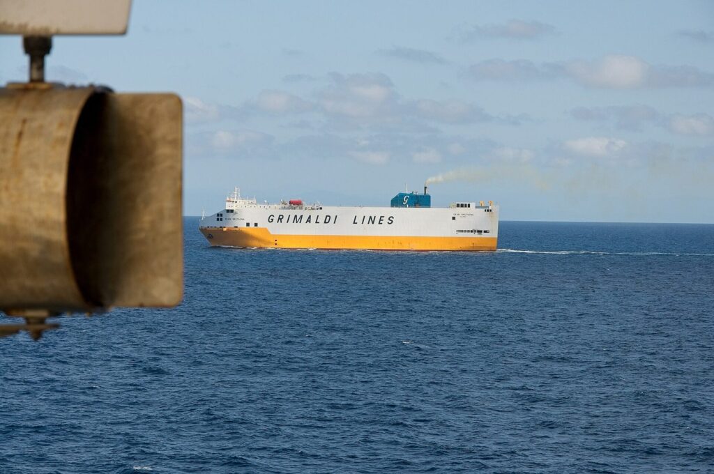 RoRo vehicle carrier sailing to deliver cars overseas