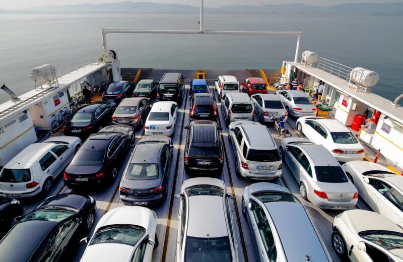RoRo vessel loading Japanese used cars for export