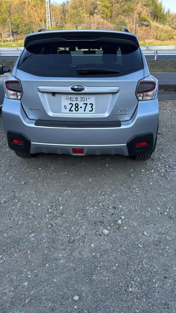 Silver Subaru XV Hybrid rear view, Japanese used car