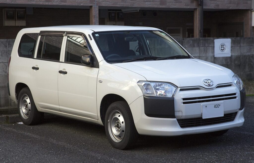 White Toyota Probox wagon, a popular Japanese export