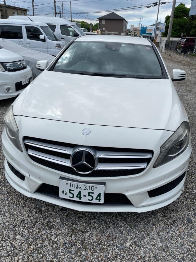 White Mercedes A-Class at a Japanese auction